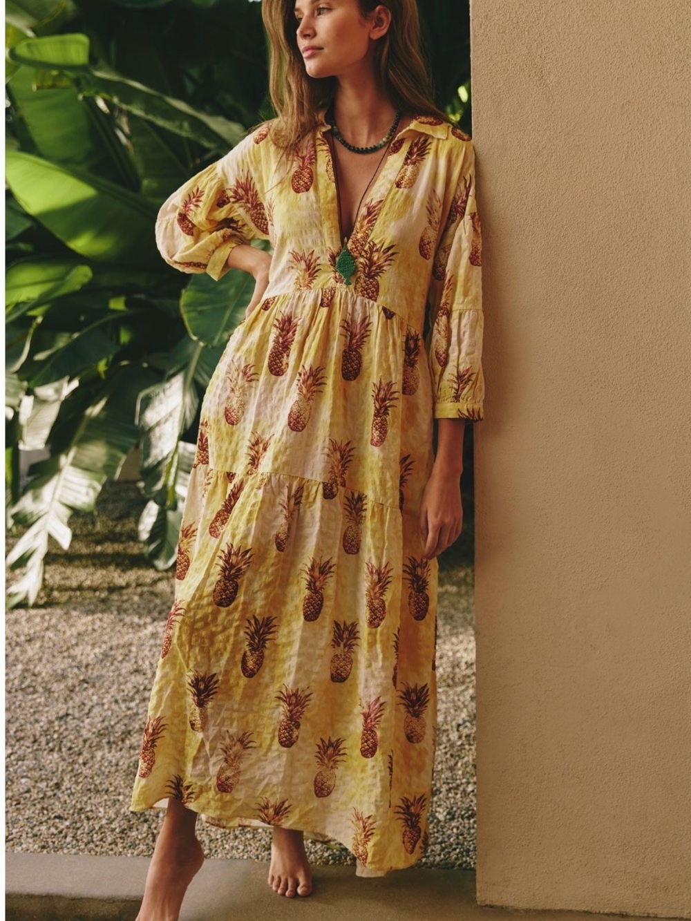 Yellow Pineapple-Print Maxi Dress - Women
